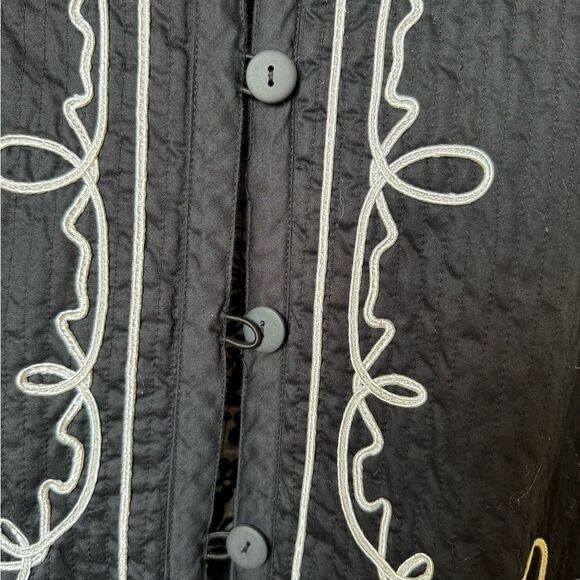 Black lightweight quilted Cotton Embroidered Jacket size S - Picture 6 of 7